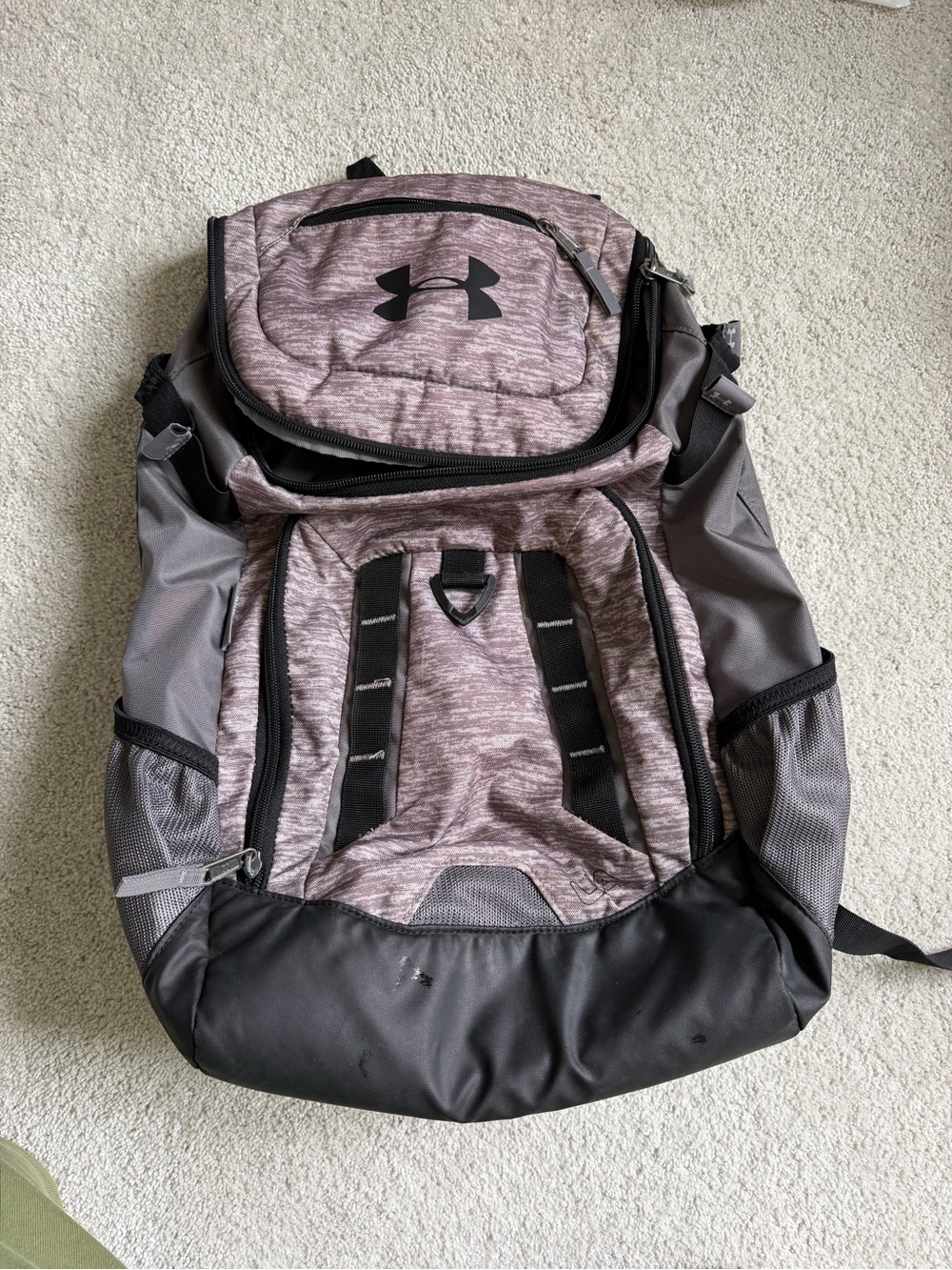 Under Armour Men's Heather Gray and Pink Backpack